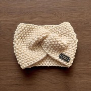 Opaska na głowę uszy kremowa handmade