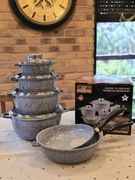 Garnki marmurkowe 12 el szare lub czarne 