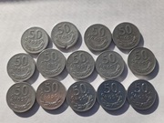 1949 - 1986 - 50 groszy. 14 monet. Każda z innego rocznika.