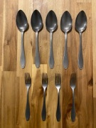 Stare sztućce PRL stal nierdzewna duża łyżka widelec 9 szt.