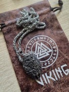Naszyjnik Wilcza Łapa z symbolem Valknut ze stali chirurgicznej 60 cm