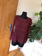 Zara Trf M 38 bluzka bordo delikatne plisy panterk