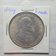 Stara Moneta Niemcy 5 Marek Cesarz Wilhelm II Hohenzollern 1914 r.