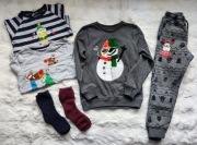 Zestaw ubrań świątecznych 122 bluza bluzki spodnie krawat święta