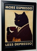 Plakat kot z kawa espresso w ramce prezent dla milosnika kawy