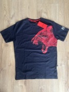 Nowy T-shirt Hugo Boss M – granatowy, kolorowe logo, 100% bawełna, metka