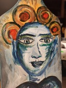 Diabeł na desce malowany ręcznie