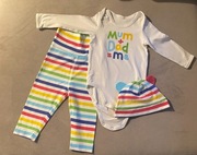 Uroczy zestaw body, spodenki i czapeczka H&M 68 stan idealny