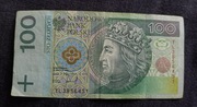 Stary banknot Polska 100 zł 1994 rok Rzeczpospolita Seria zastępcza Anglia 
