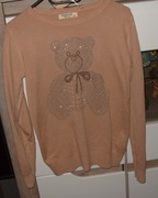 NEWSTAR FASHION__  capucino Sweterek z Cyrkoniowym Miśkiem  r .M/L