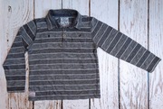 140 TU Szara polówka na długi rękaw w białe paseczki