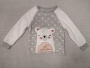 Szara pluszowa bluza miś w cekiny kropki groszki futerko 104 - 110 jak nowa