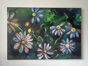 Obraz olejny stokrotki