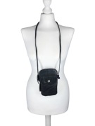 Skórzane etui na telefon, skóra naturalna, na szyję, czarny