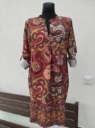 Wzorzysta lekka sukienka podwijane rękawy 42 XL