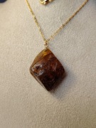 Duży WISIOREK Naturalny BURSZTYN Bałtycki – Stal Szlachetna Pozłacana