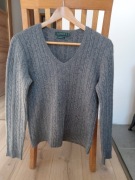 Swetr Ralph Lauren M 100% kaszmir szary warkocz