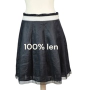 Lniana spódnica ZARA L 40 | 100% Len | Z podszewką | Kontrafaldy