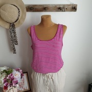 Różowa koszulka damska Esmara w białe paski, rozmiar M (40–42)