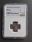 50 groszy 1991 r. NGC MS 66