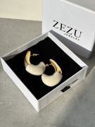 Kolczyki duże krople Kremowa emalia