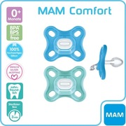 Smoczek silikonowy MAM Comfort 0–3 m, niebieski (2 szt.)