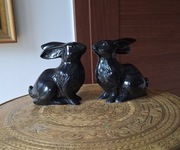 Zające ceramiczne vintage unikat zające porcelanowe