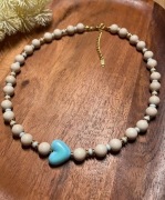 Naszyjnik handmade ~ kamień rzeczny ~ jaspis cesarski ~ hematyt ~ serce