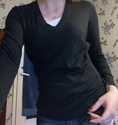 sweter czarny vintage dekolt serek styl twilight