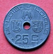 25  Centimes 1943  r -    Belgia   stan !!