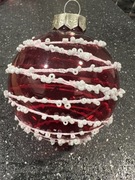 Szklana bombka czerwona 8 cm