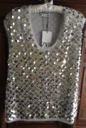 ZARA Bluzka srebrna z cekinami ZARA WOMAN COLLECTION
