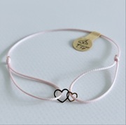 Bransoletka ZŁOTA dwa serca 585 sznurkowa sznurek na szczęście na prezent