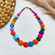 Korale kolorowe okrągłe naszyjnik masa perłowa w kształcie monet 