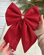 Piękna błyszcząca kokarda na choinkę czerwona 1 sztuka