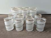 Zestaw Art-Glass Krosno. Szklanki & literatki Złota spirala + piasek