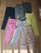 Spodnie 7 par damskie materiałowe cygaretki chino Zara Stradivarius zestaw