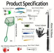 Zestaw Startowy do Wędkarstwa - Przenośna Wędka Teleskopowa z Kołowrotkiem 