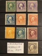USA WASHINGTON, FRANKLIN MH* 1-15 cent. 10 znaczków 