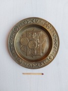 Popielniczka podstawka mosiężna motyw kart 5 pfennig 1875