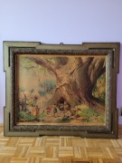 Stara duża rama obraz oleodruk