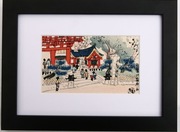 Przed pałacem - drzeworyt japoński lata 20/30ste XXw