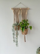 Kwietnik ścienny na sciane makrama boho podwójny