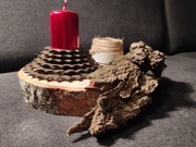 Świecznik w drewnie rękodzieło 