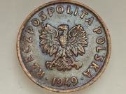 5 groszy 1949 Destrukt zapchany stempel stan 1- (1207)