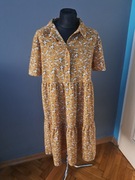 Piękna sukienka kwiatowa L/40 JDY only ochra musztardowa