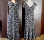 Czarna długa sukienka w białe wzorki 46