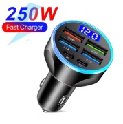 6-portowa ładowarka samochodowa PD QC3.0 z wyświetlaczem cyfrowym