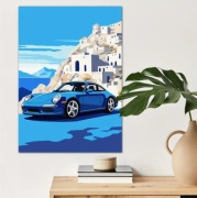 Porsche Na Tle Santorini Plakat Na Płótnie