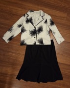 komplet żakiet spódnica marynarka biała czarna 44 XXL